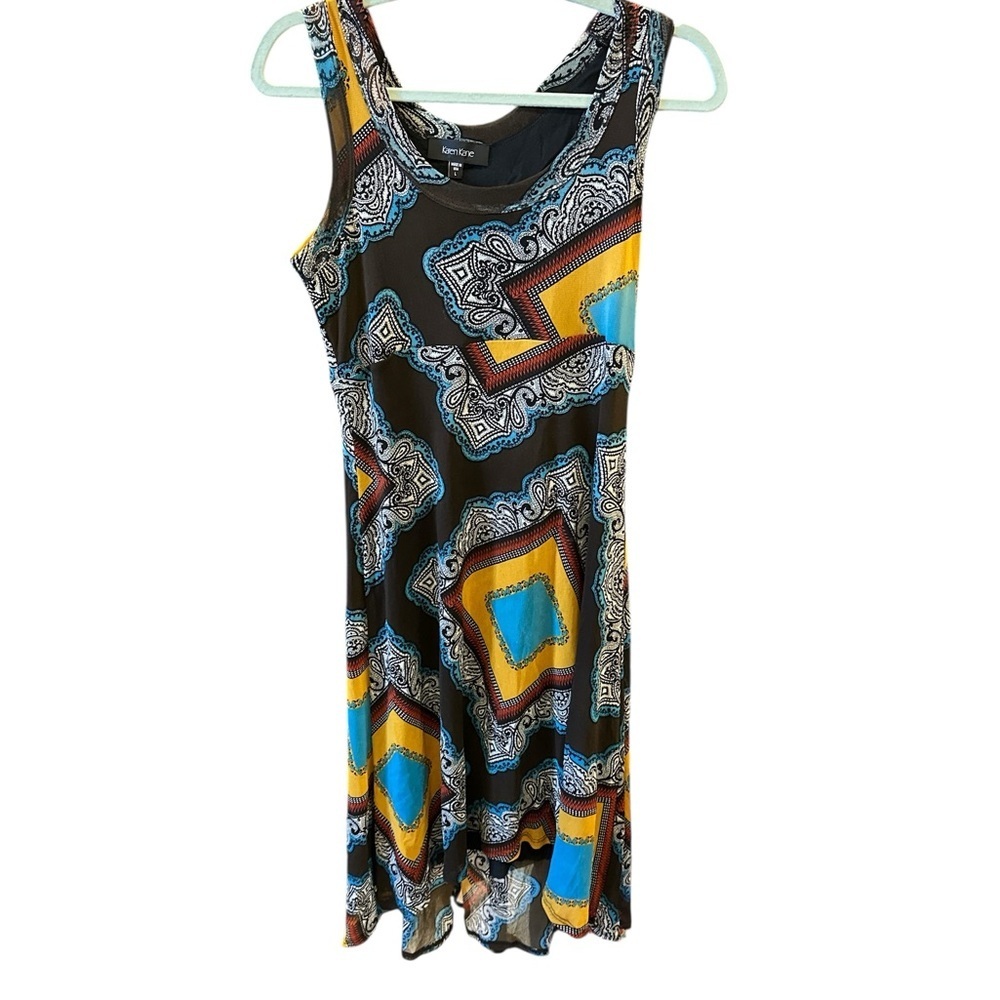 Karen Kane Black and Multicolor Patterned Mini Dress